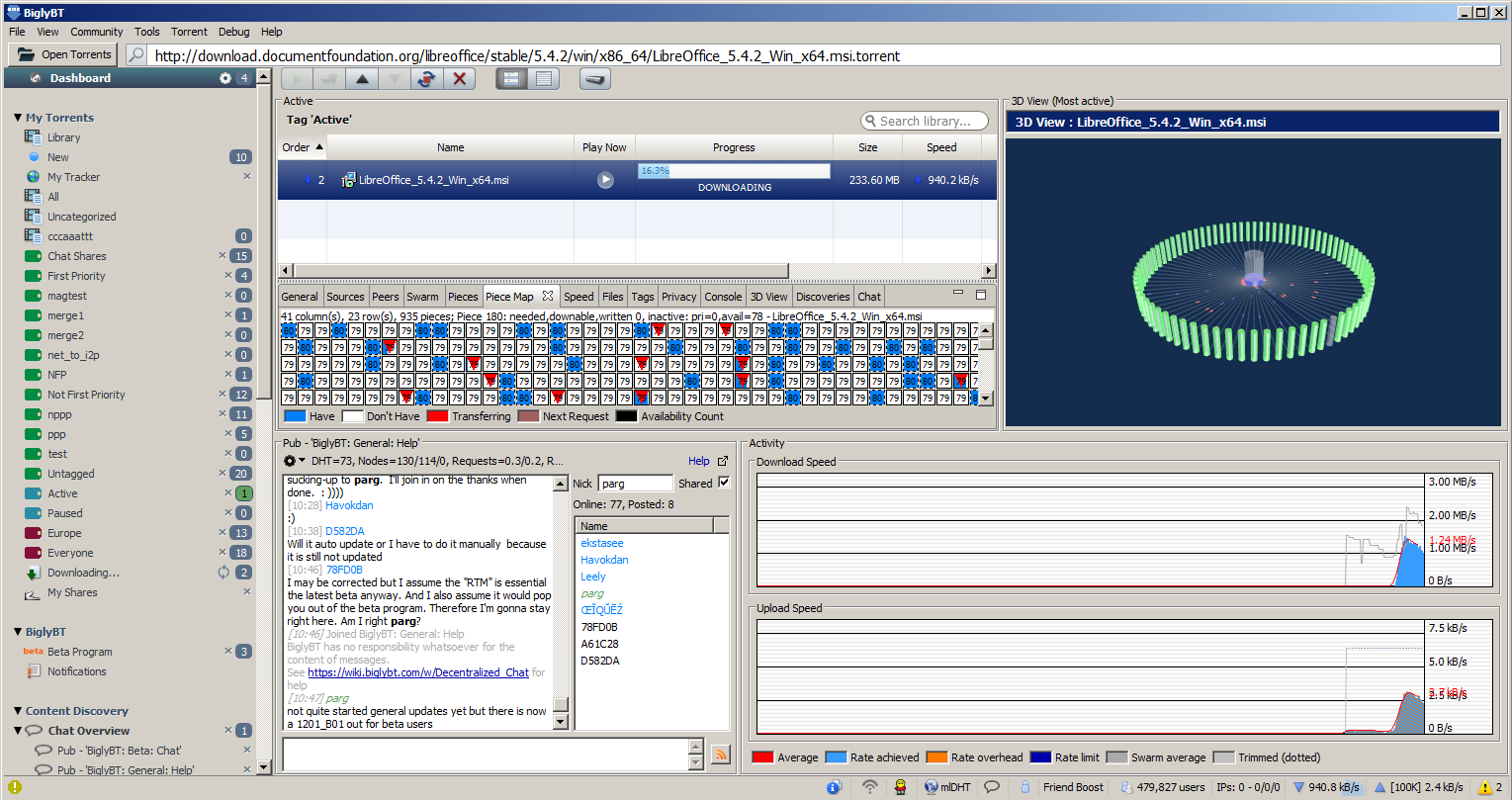 BiglyBT — Dashboard View