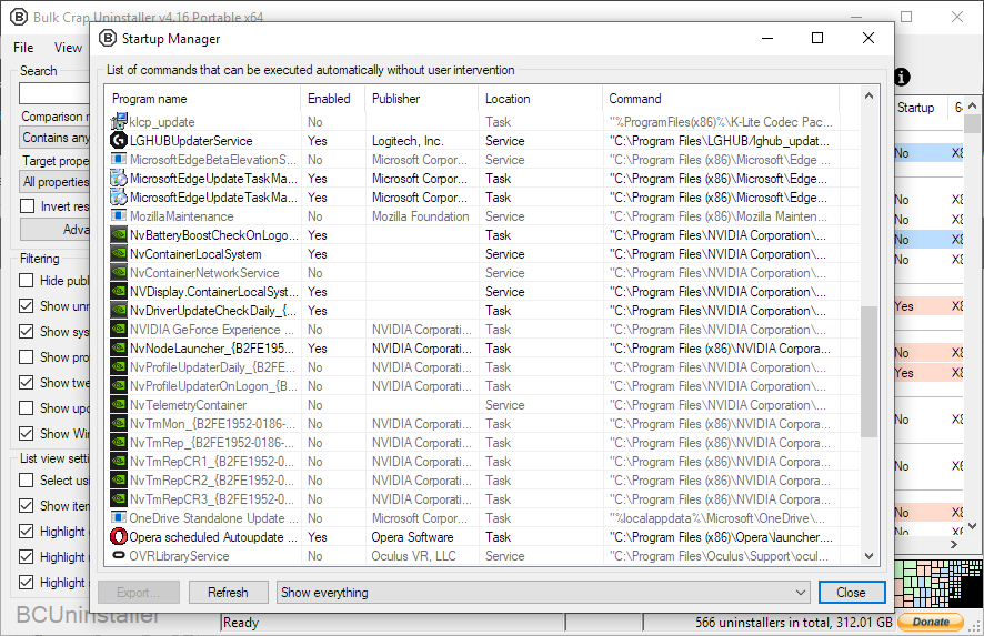 Bulk-Crap-Uninstaller — BCUninstaller Startup manager