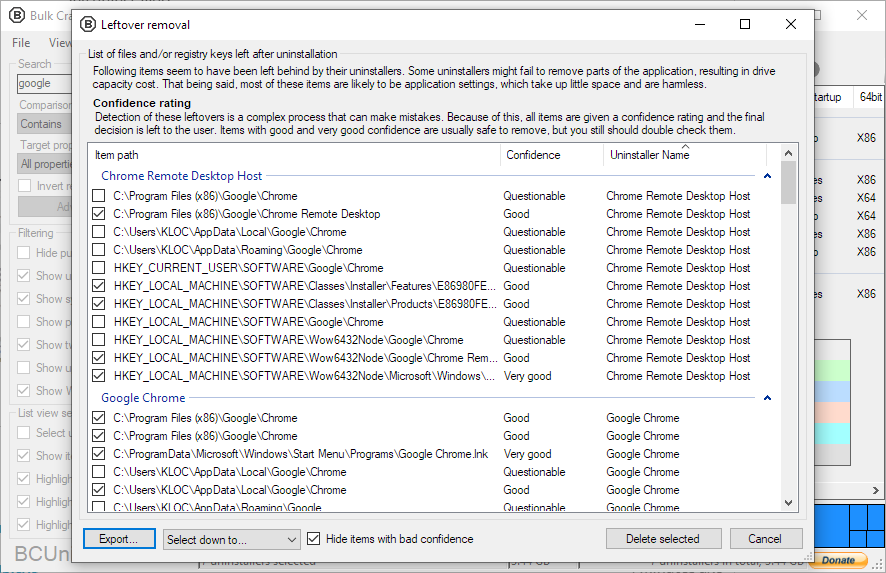 Bulk-Crap-Uninstaller — BCUninstaller Leftover removal after uninstallation