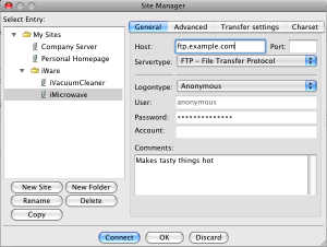 FileZilla® — OS X Site Manager