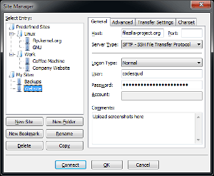 FileZilla® — Windows Site Manager
