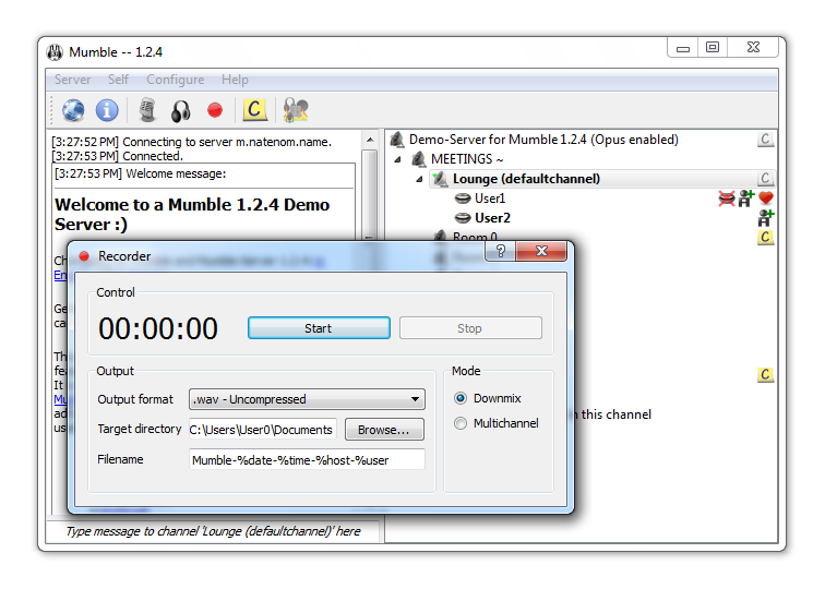 Mumble — Mumble 1.2.4 on Windows 7
