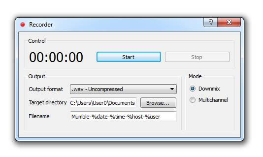 Mumble — Mumble 1.2.4 recorder on Windows 7