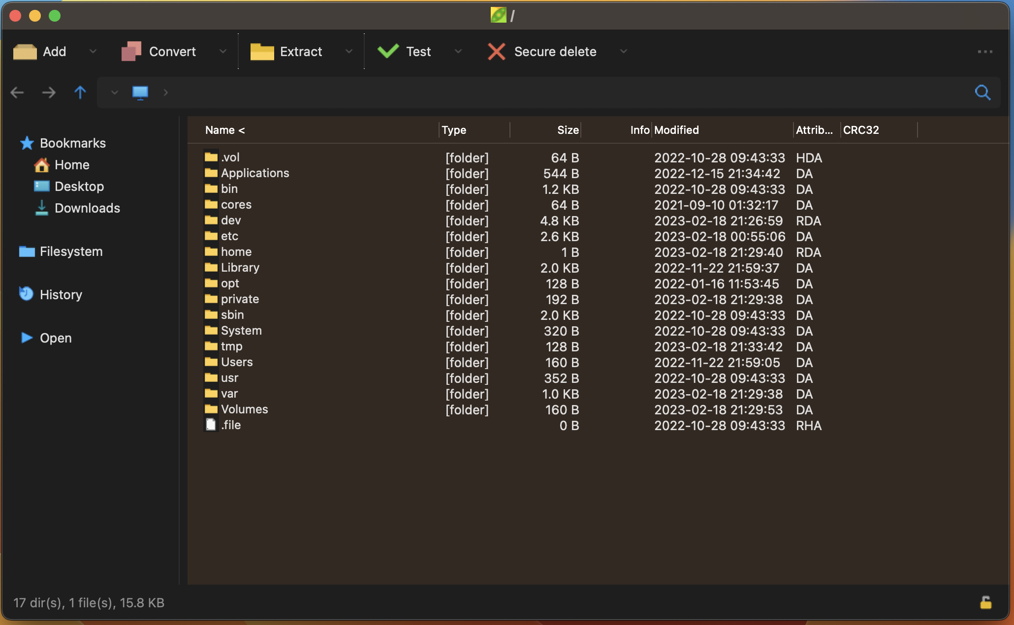 PeaZip — PeaZip on macOS, dark mode