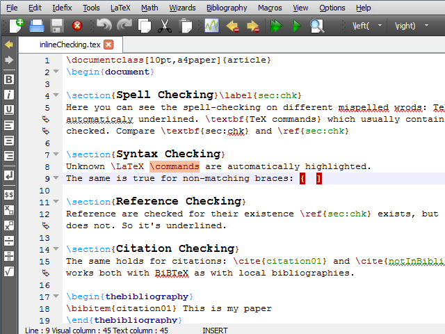 TeXstudio — Inline Checking
